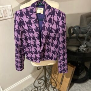 L'AGENCE Purple and Black Houndstooth Blazer